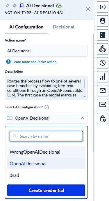 The selected AI Configuration controls provider connection and authentication.
