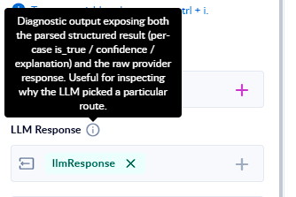 LLMResponse can be used for debugging or mapped into later process steps.