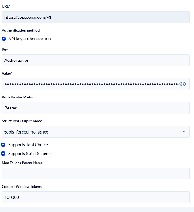 Select an AI Configuration that contains the provider connection details used by the action.