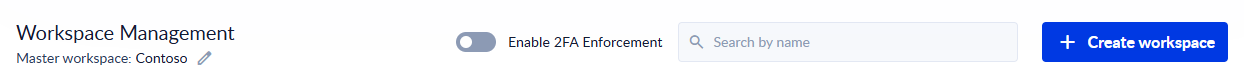 The Workspace Management header with the Enable 2FA Enforcement switch
